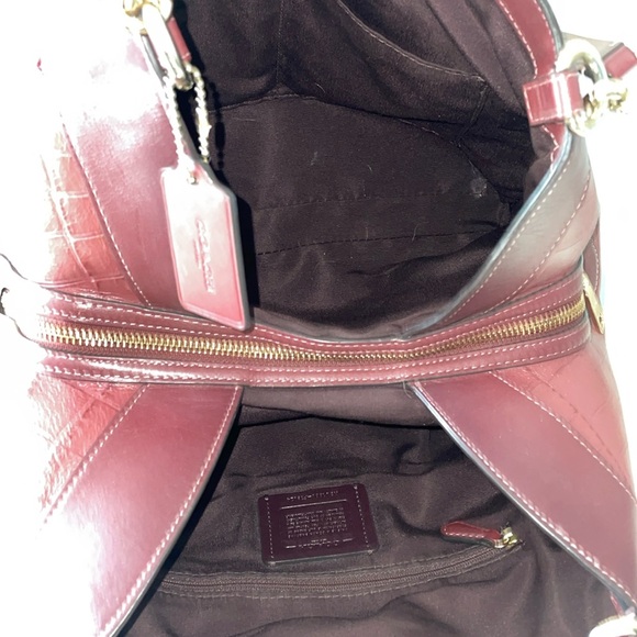 COACH F39024 FLOCKED VELVET CHAIN PRINT LEXY BAG CLARET RED - Picture 10 of 11